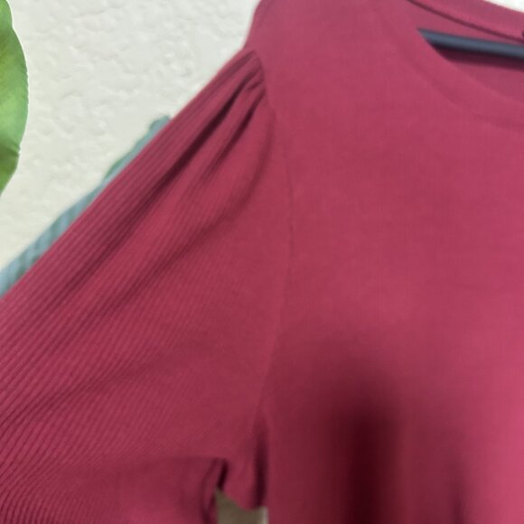 J. Crew Womens Ribbed Puff Sleeves Top Red Size 3X - Picture 5 of 6